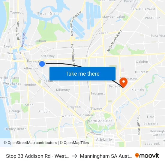 Stop 33 Addison Rd - West side to Manningham SA Australia map