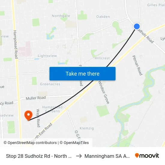 Stop 28 Sudholz Rd - North East side to Manningham SA Australia map