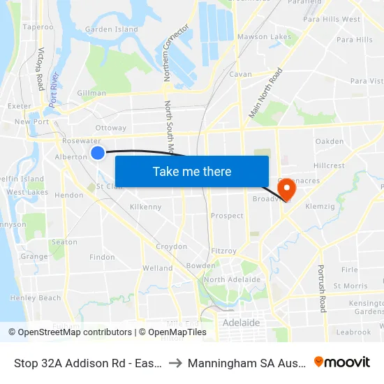 Stop 32A Addison Rd - East side to Manningham SA Australia map
