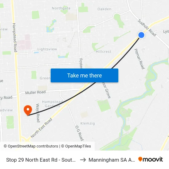 Stop 29 North East Rd - South East side to Manningham SA Australia map