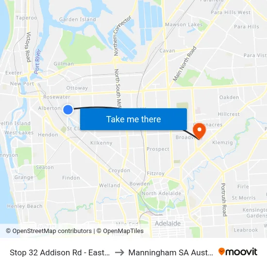 Stop 32 Addison Rd - East side to Manningham SA Australia map