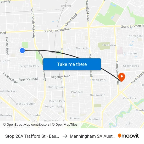 Stop 26A Trafford St - East side to Manningham SA Australia map