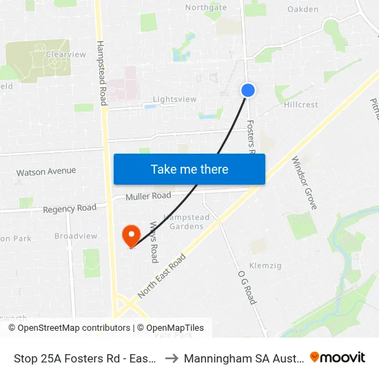 Stop 25A Fosters Rd - East side to Manningham SA Australia map