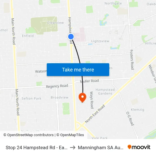 Stop 24 Hampstead Rd - East side to Manningham SA Australia map