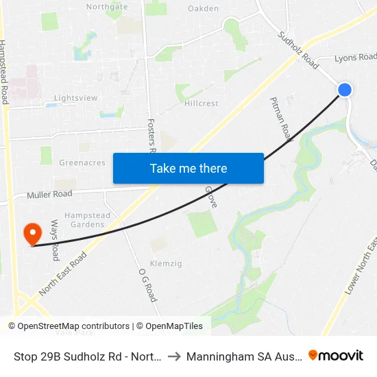 Stop 29B Sudholz Rd - North side to Manningham SA Australia map