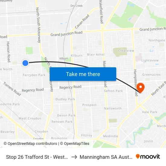 Stop 26 Trafford St - West side to Manningham SA Australia map