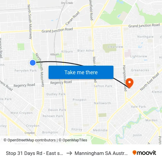 Stop 31 Days Rd - East side to Manningham SA Australia map