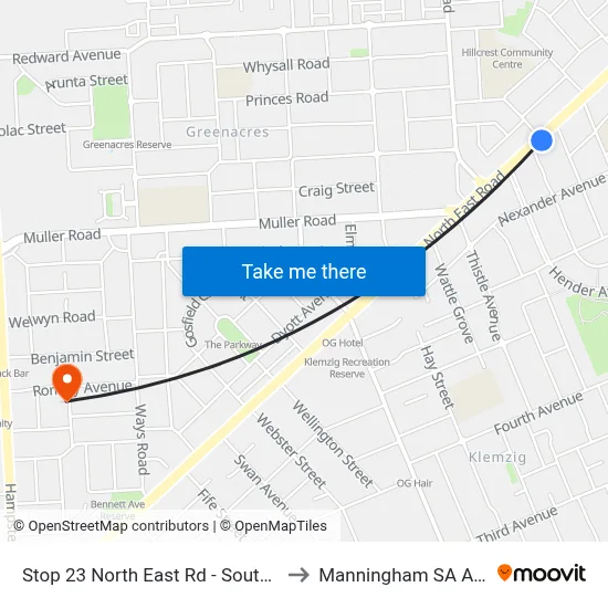 Stop 23 North East Rd - South East side to Manningham SA Australia map