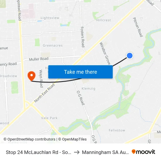 Stop 24 McLauchlan Rd - South side to Manningham SA Australia map