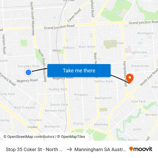 Stop 35 Coker St - North side to Manningham SA Australia map
