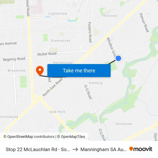 Stop 22 McLauchlan Rd - South side to Manningham SA Australia map