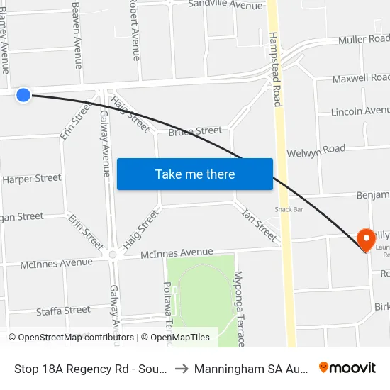 Stop 18A Regency Rd - South side to Manningham SA Australia map
