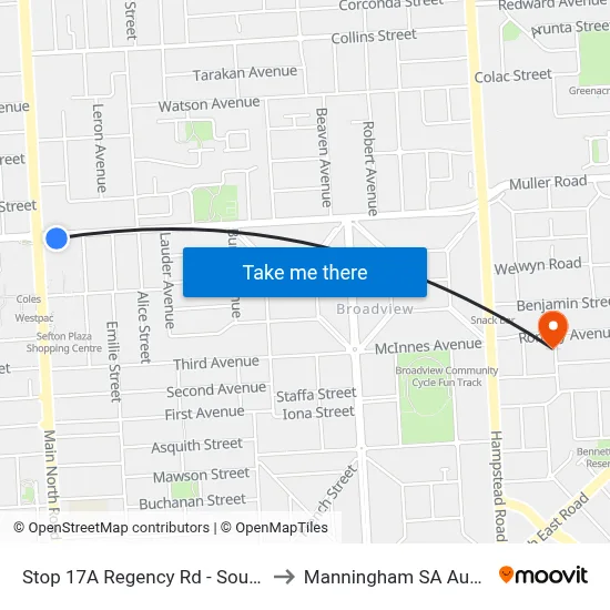 Stop 17A Regency Rd - South side to Manningham SA Australia map