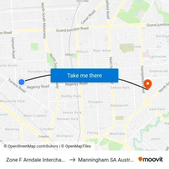 Zone F Arndale Interchange to Manningham SA Australia map