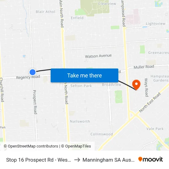 Stop 16 Prospect Rd - West side to Manningham SA Australia map
