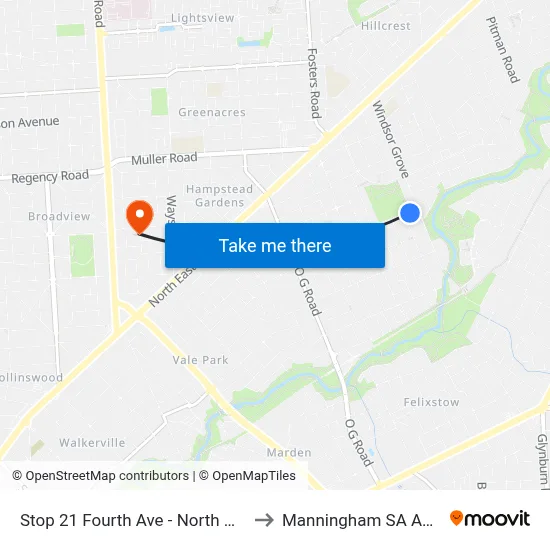 Stop 21 Fourth Ave - North West side to Manningham SA Australia map