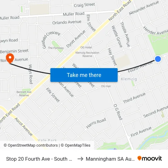 Stop 20 Fourth Ave - South East side to Manningham SA Australia map