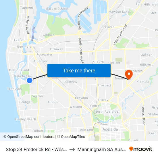 Stop 34 Frederick Rd - West side to Manningham SA Australia map