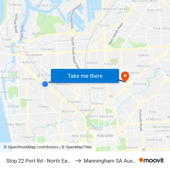 Stop 22 Port Rd - North East side to Manningham SA Australia map