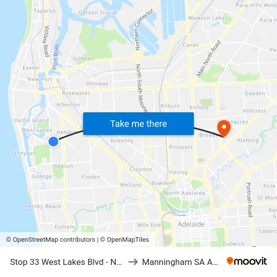 Stop 33 West Lakes Blvd - North side to Manningham SA Australia map