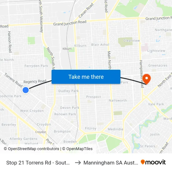 Stop 21 Torrens Rd - South side to Manningham SA Australia map