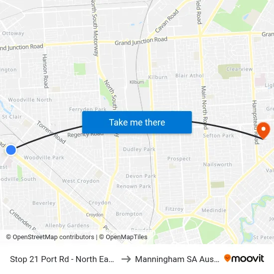 Stop 21 Port Rd - North East side to Manningham SA Australia map