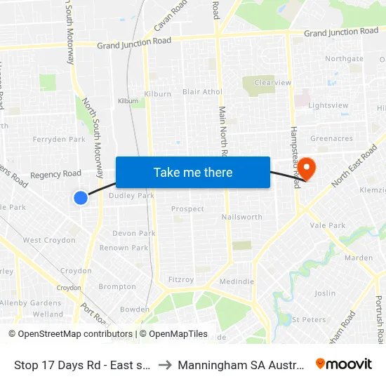 Stop 17 Days Rd - East side to Manningham SA Australia map
