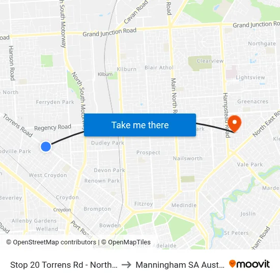 Stop 20 Torrens Rd - North side to Manningham SA Australia map