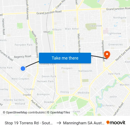 Stop 19 Torrens Rd - South side to Manningham SA Australia map