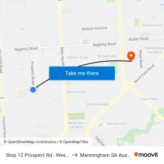 Stop 12 Prospect Rd - West side to Manningham SA Australia map