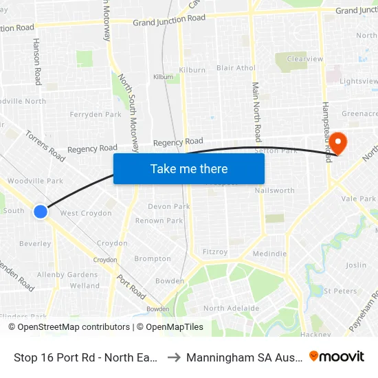 Stop 16 Port Rd - North East side to Manningham SA Australia map