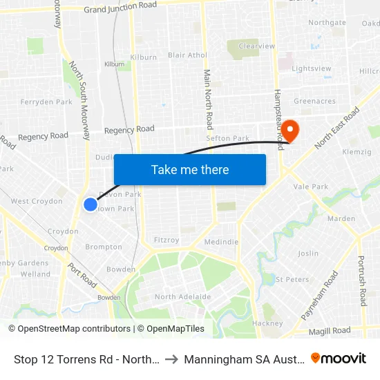 Stop 12 Torrens Rd - North side to Manningham SA Australia map