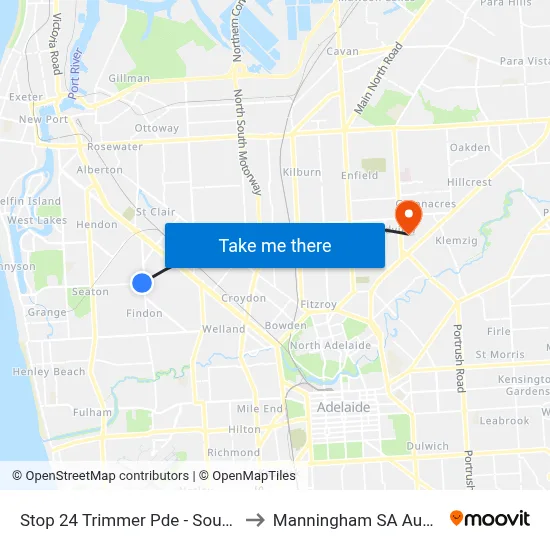 Stop 24 Trimmer Pde - South side to Manningham SA Australia map