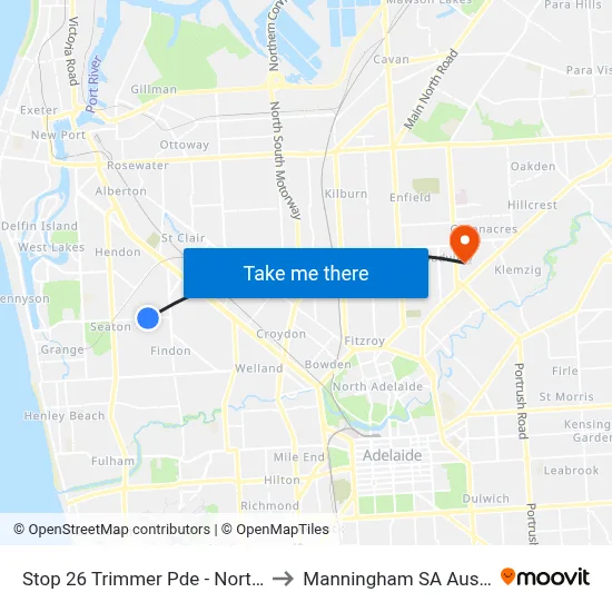 Stop 26 Trimmer Pde - North side to Manningham SA Australia map