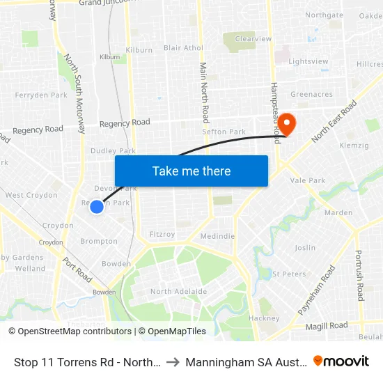 Stop 11 Torrens Rd - North side to Manningham SA Australia map