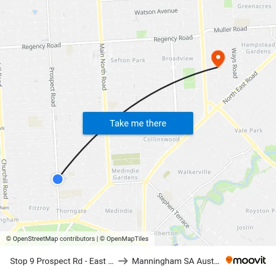 Stop 9 Prospect Rd - East side to Manningham SA Australia map