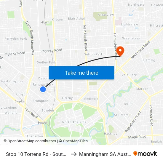 Stop 10 Torrens Rd - South side to Manningham SA Australia map