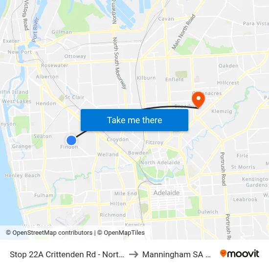 Stop 22A Crittenden Rd - North East side to Manningham SA Australia map