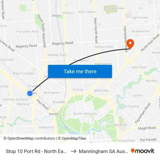 Stop 10 Port Rd - North East side to Manningham SA Australia map