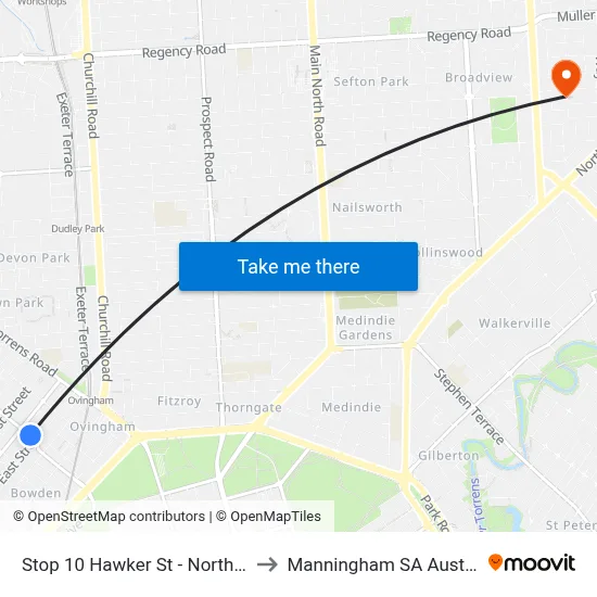 Stop 10 Hawker St - North side to Manningham SA Australia map