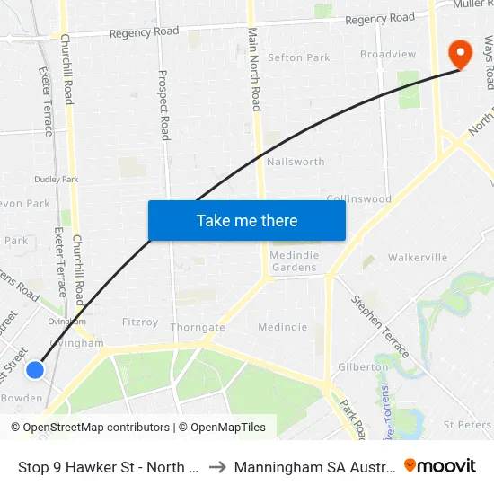 Stop 9 Hawker St - North side to Manningham SA Australia map
