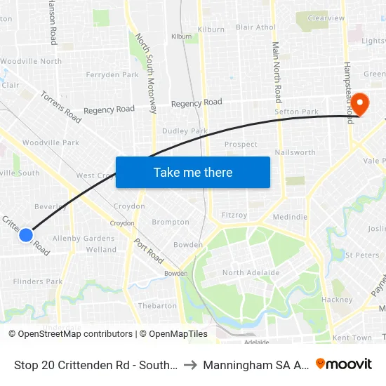 Stop 20 Crittenden Rd - South West side to Manningham SA Australia map