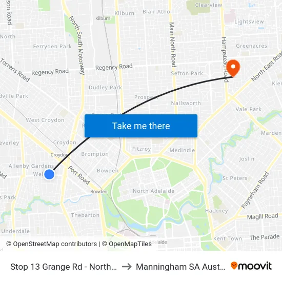 Stop 13 Grange Rd - North side to Manningham SA Australia map