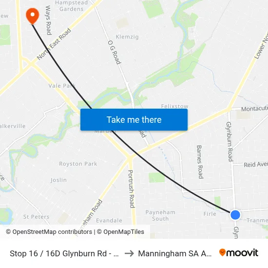 Stop 16 / 16D Glynburn Rd - East side to Manningham SA Australia map