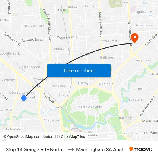 Stop 14 Grange Rd - North side to Manningham SA Australia map