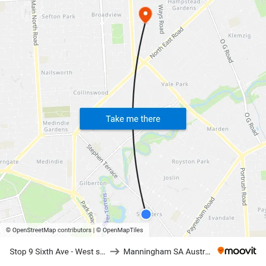 Stop 9 Sixth Ave - West side to Manningham SA Australia map