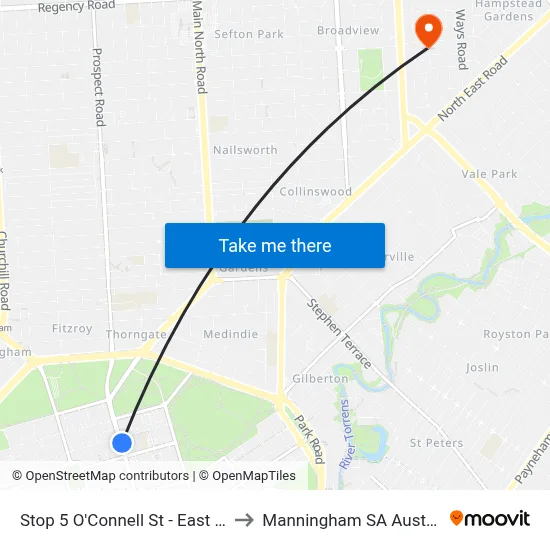 Stop 5 O'Connell St - East side to Manningham SA Australia map