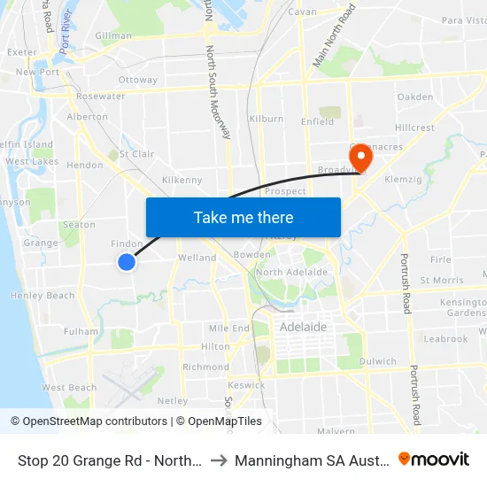 Stop 20 Grange Rd - North side to Manningham SA Australia map