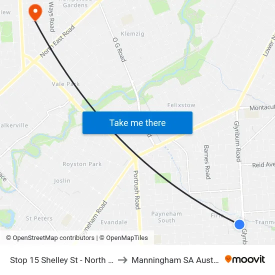 Stop 15 Shelley St - North side to Manningham SA Australia map