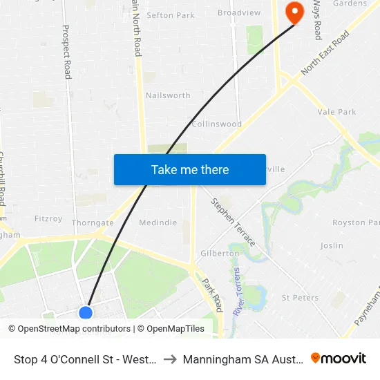Stop 4 O'Connell St - West side to Manningham SA Australia map